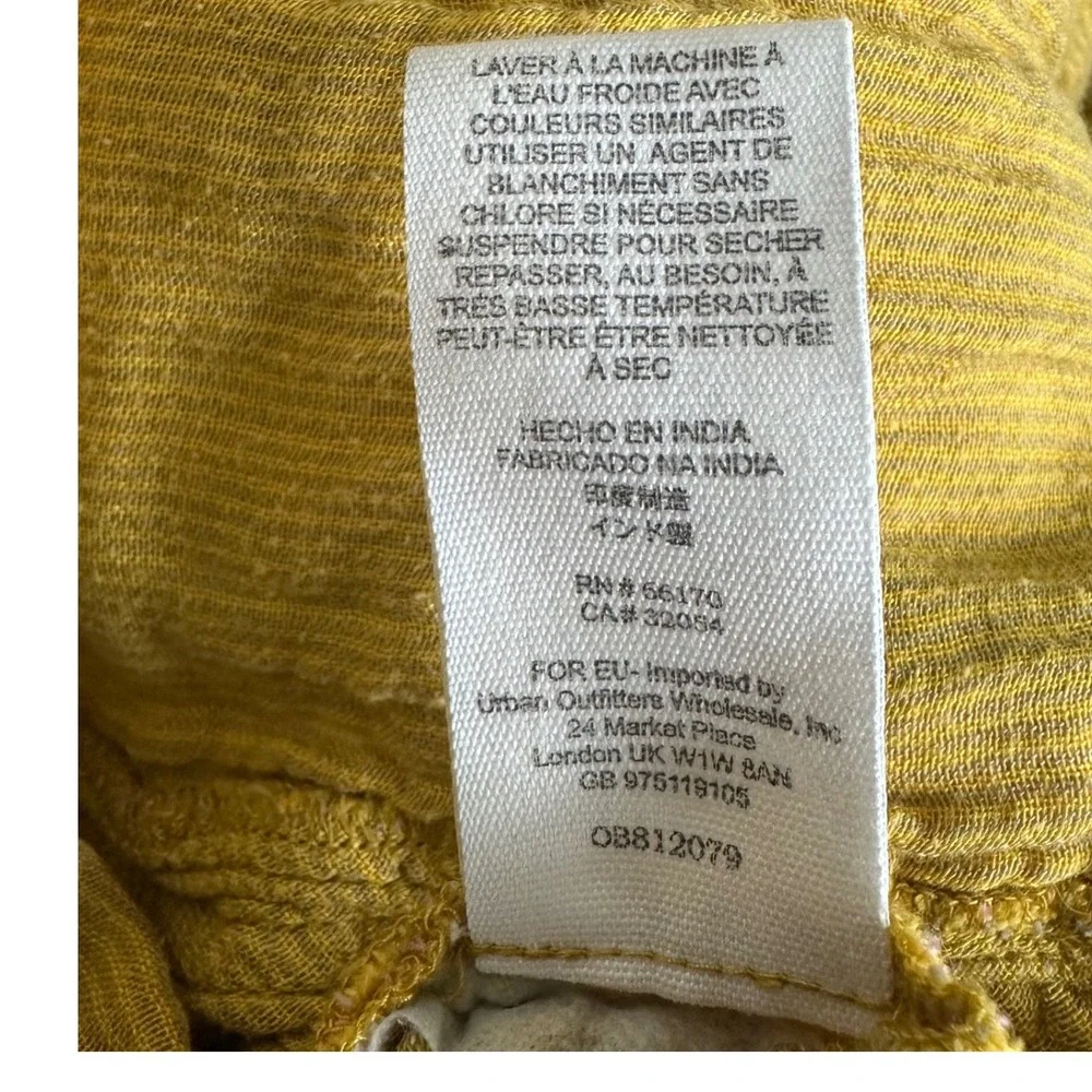 Free People Mustard Yellow Plaid Lace Up‎ Side Oversized Button Down Shirt XS